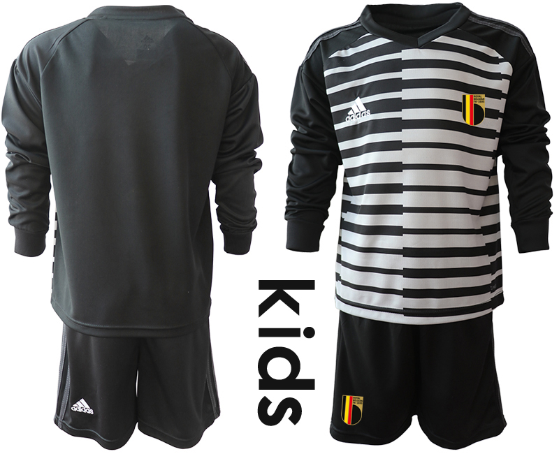 Youth 2021 European Cup Belgium black Long sleeve goalkeeper Soccer Jersey3->belgium jersey->Soccer Country Jersey